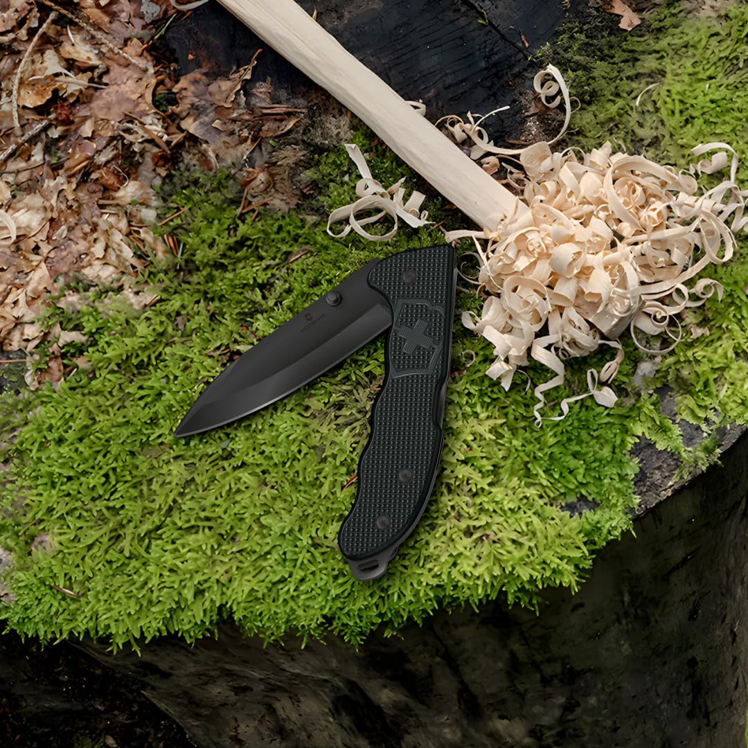 Victorinox Schweizer Taschenmesser Hunter Evoke BS Alox, Klappmesser Outdoor, 4 Funktionen Inkl. 10 cm Klinge und Daumenpin, Schwarz