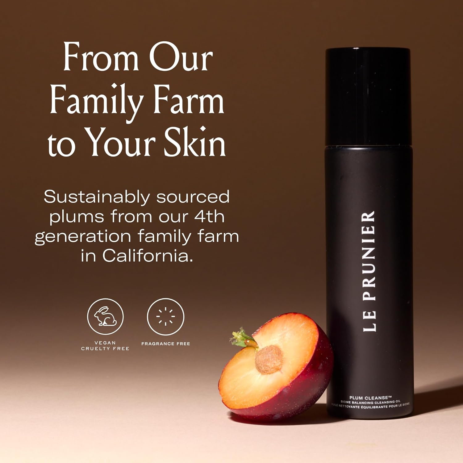 Le Prunier Plum Cleanse™ Biome Balancing Cleansing Oil | Oil-to-Lather Cleansing Oil Face Cleanser & Makeup Remover | Daily Face Wash for Sensitive Skin | Clean Vegan Cruelty-Free Skincare | 3.4 fl oz