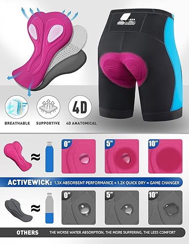 Miniatura 4 de Ewedoos Pantalones cortos de ciclismo acolchados para mujer, con acolchado 4D, con bolsillo, para ciclismo y ciclismo