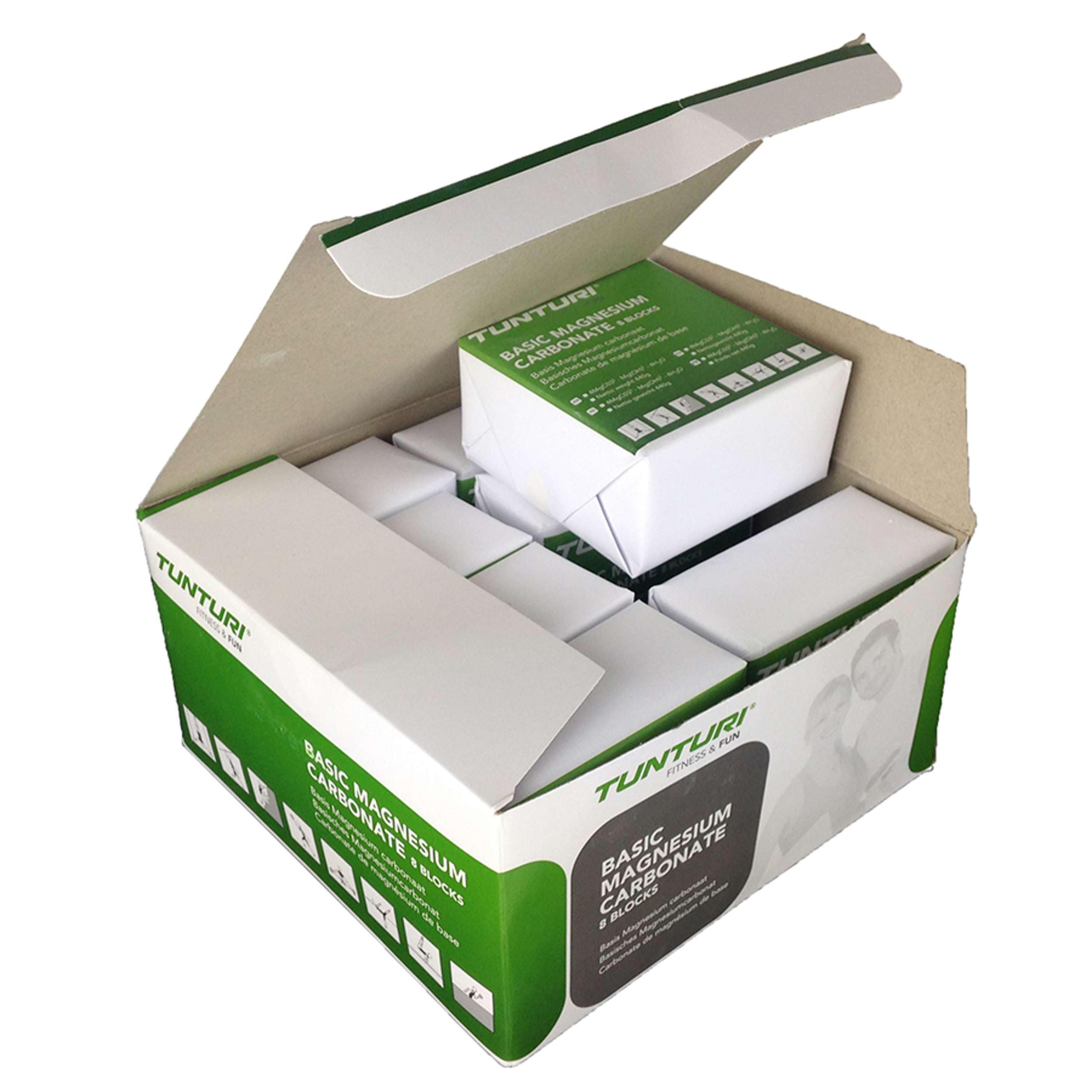 Tunturi Magnesium Sportkreide - Chalk – 8 Blöcke in Box – Für Klettern, Turnen, Krafttraining, Functional Fitness und Gym – Verbessert Grip und absorbiert Schweiß