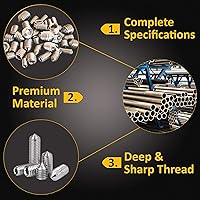 Vista 6 de Tornillos prisioneros de punta cónica, 48 piezas (M3, M4, M5, M6), cabeza hexagonal, tornillos prisioneros métricos de acero inoxidable 304, varios
