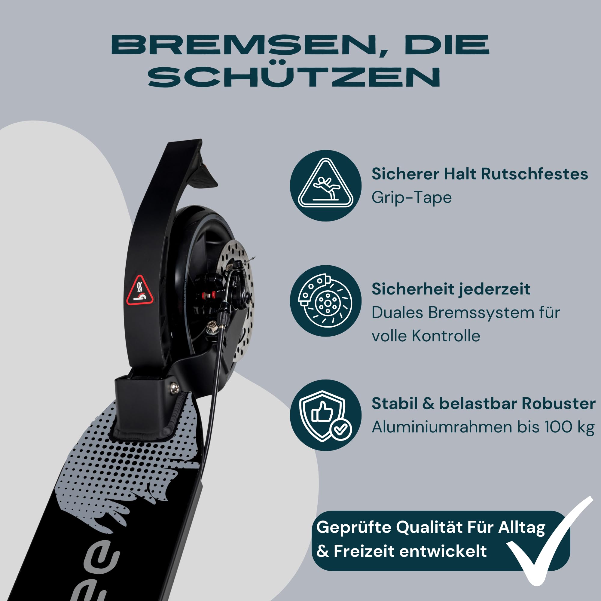 Bergen City Scooter Tretroller Classic klappbar - 200 mm Räder, Scheiben- & Fußbremse, 2× Federung, Aluminium Scooter höhenverstellbar, für Kinder ab 6 Jahre & Erwachsene bis 100 kg