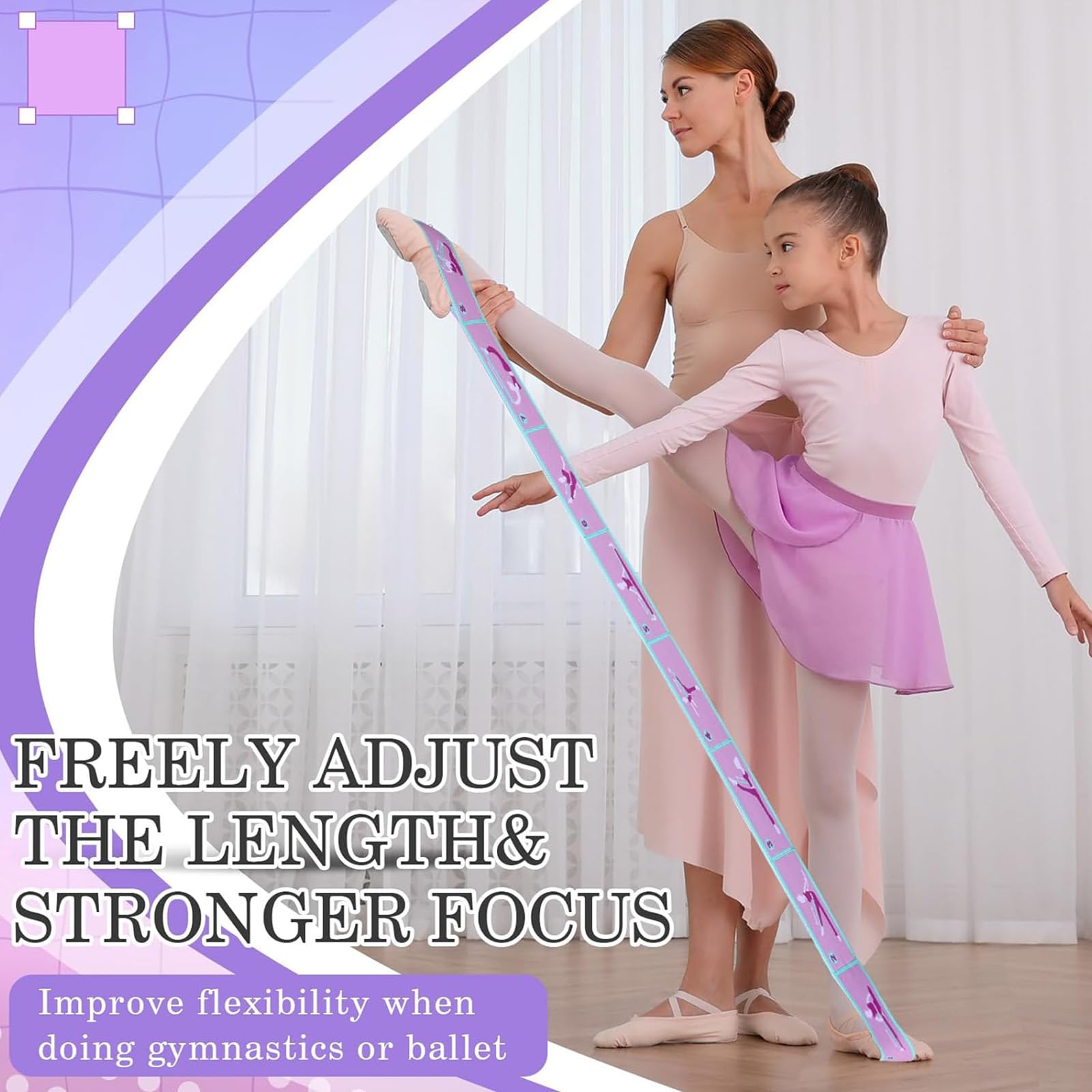 Elastici Fitness, Elastico Per Esercizi, F Band Per Camminata Metabolica, Elastico Palestra, 2 Pezzi Fasce Di Resistenza Per Yoga Con 8 Occhielli, Lilla E Rosa-Bianco, Per Pilates E Ginnastica
