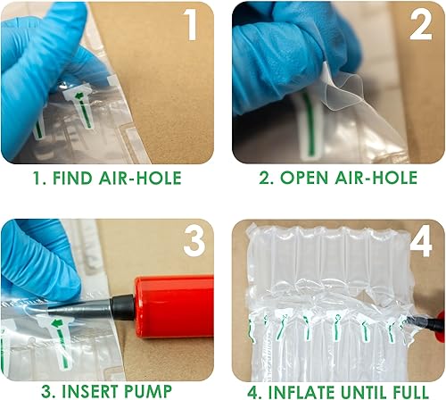 Miniatura 3 de Innovative Haus Paquete de 25 protectores inflables de almohada de aire de 7 x 8 pulgadas con bomba gratuita para embalaje resistente y suministros