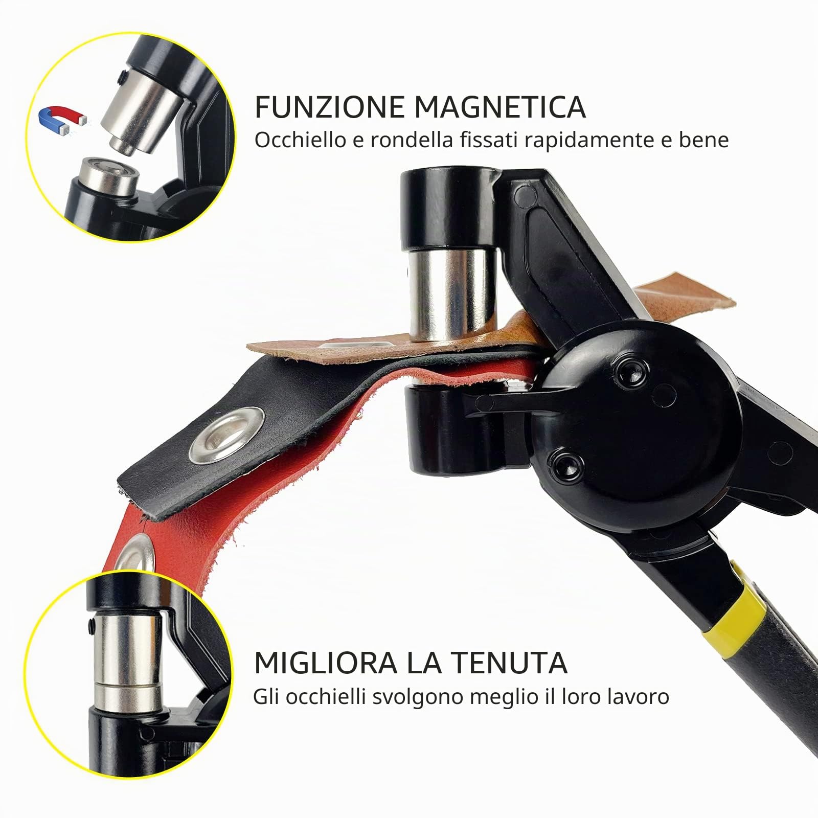 HAPDEN Pinza per Occhielli per Teloni e Tessuti, Set di Occhiellatrice per Teloni con 500 Occhielli (Ø 10mm),Professionali Occhiellatrice Manuale