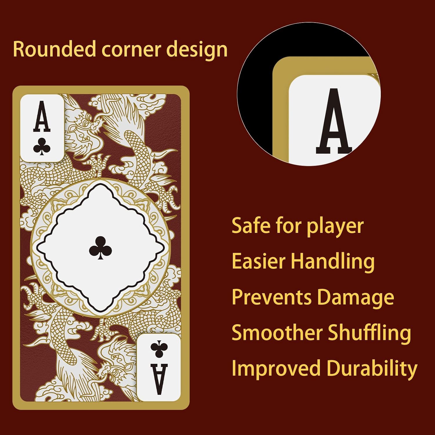 Ben Niu Lucky Dragon Playing Cards – Waterproof Plastic Slim Design Deck of Cards Themed with Gold Edges & Oriental Art, Premium Unique Poker Cards, for Players & Collectors