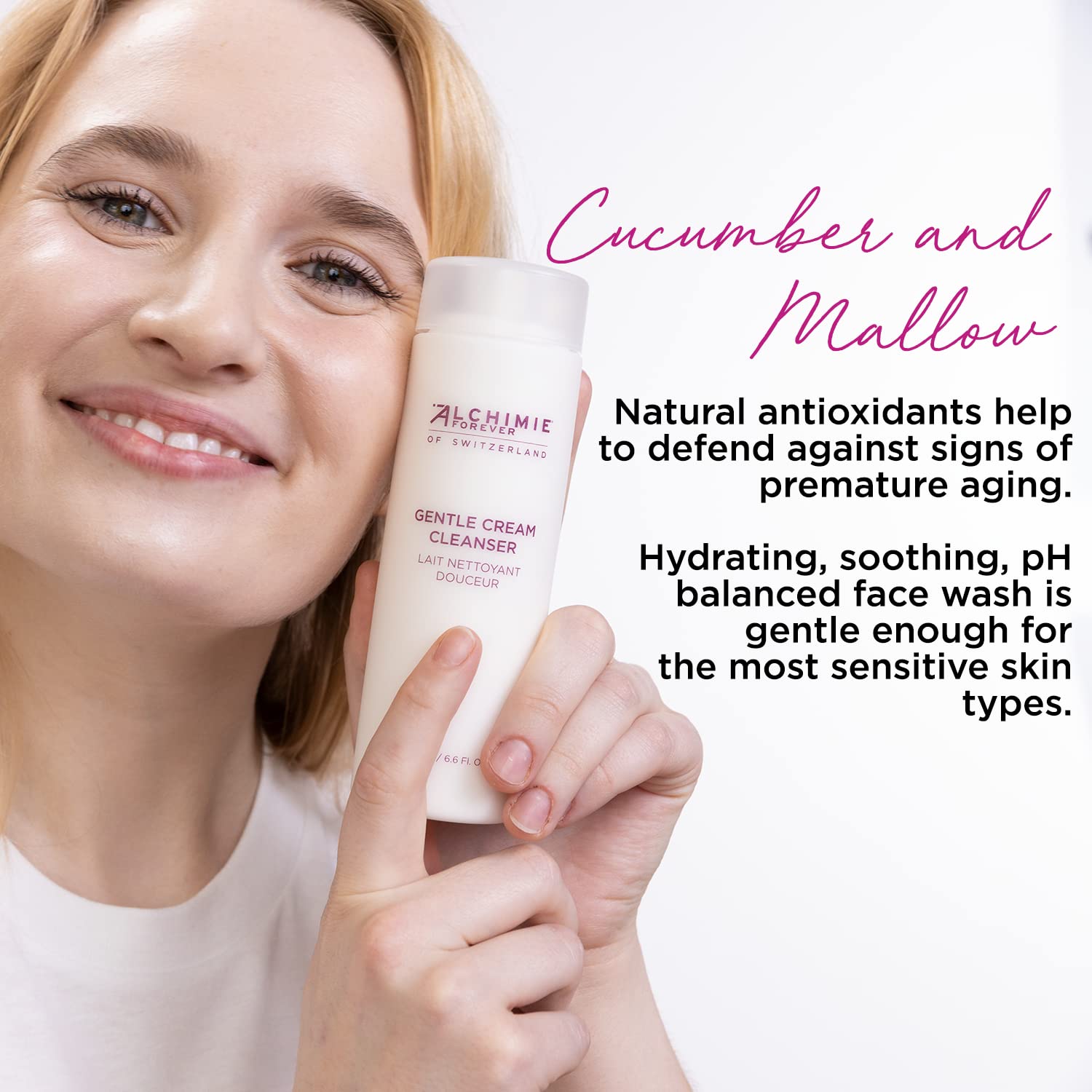 Alchimie Forever Gentle Face Cream Cleanser, Hydrates, Brightens & Reduces the Appearance of Redness - Softly Removes Dirt, Oil, Makeup & impurities PH Balancing, Antioxidant & Anti-Aging Wash 6.6 Oz - Image 4