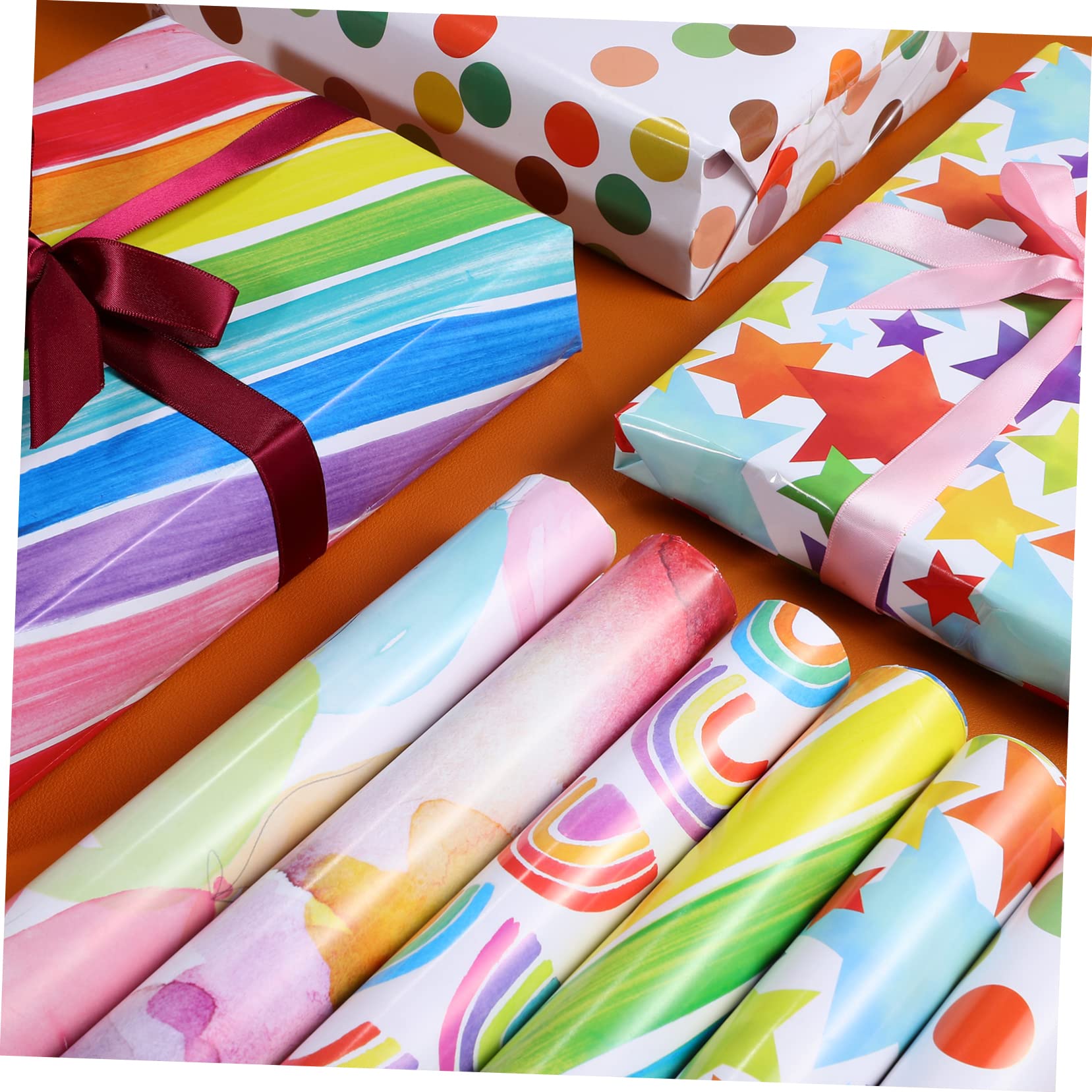 TOVINANNA Rouleaux De Papier Danniversaire 24 Feuilles Avec Rubans Demballage En Papier Danniversaire De 2 M