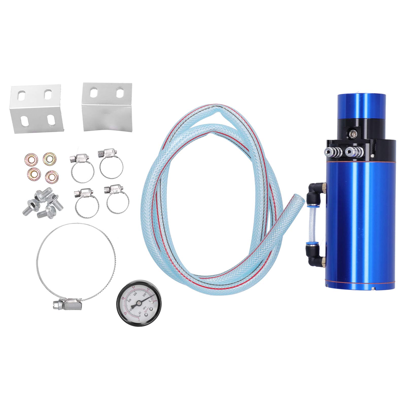 Universal Engine Oil Catch Can Tank Reservoir z 0–14 PSI Manometrów ciśnienia dla SUV -a -SUV Upgrade Aluminium Construct (Niebieski)
