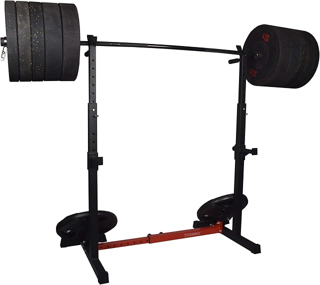 Exersci Heavy Duty Connected Squat Rack With Dips And Storage Arms, 200kg Max Load Height & Width Adjustable Dip Station, Squats, Bench Press
