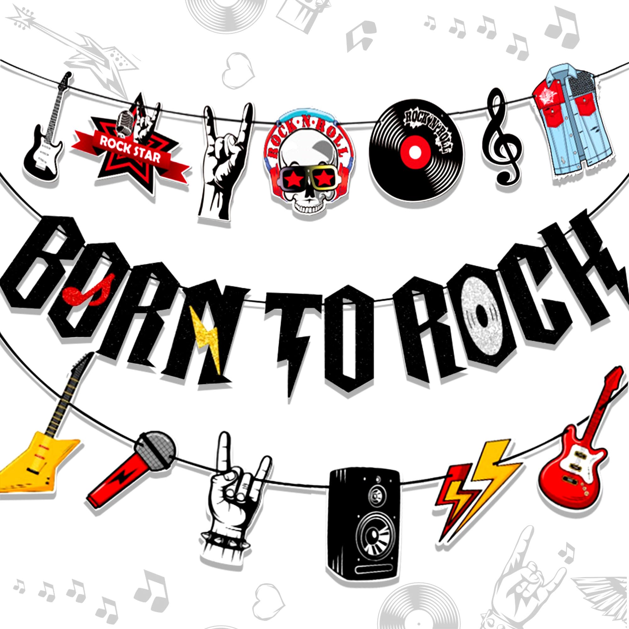 Sponsored Ad – JeVenis Rock Roll Birthday Garland Music Rock Party Decoration Radio Guitar Music Banner for Back to 90s Hip Pop Party Decor