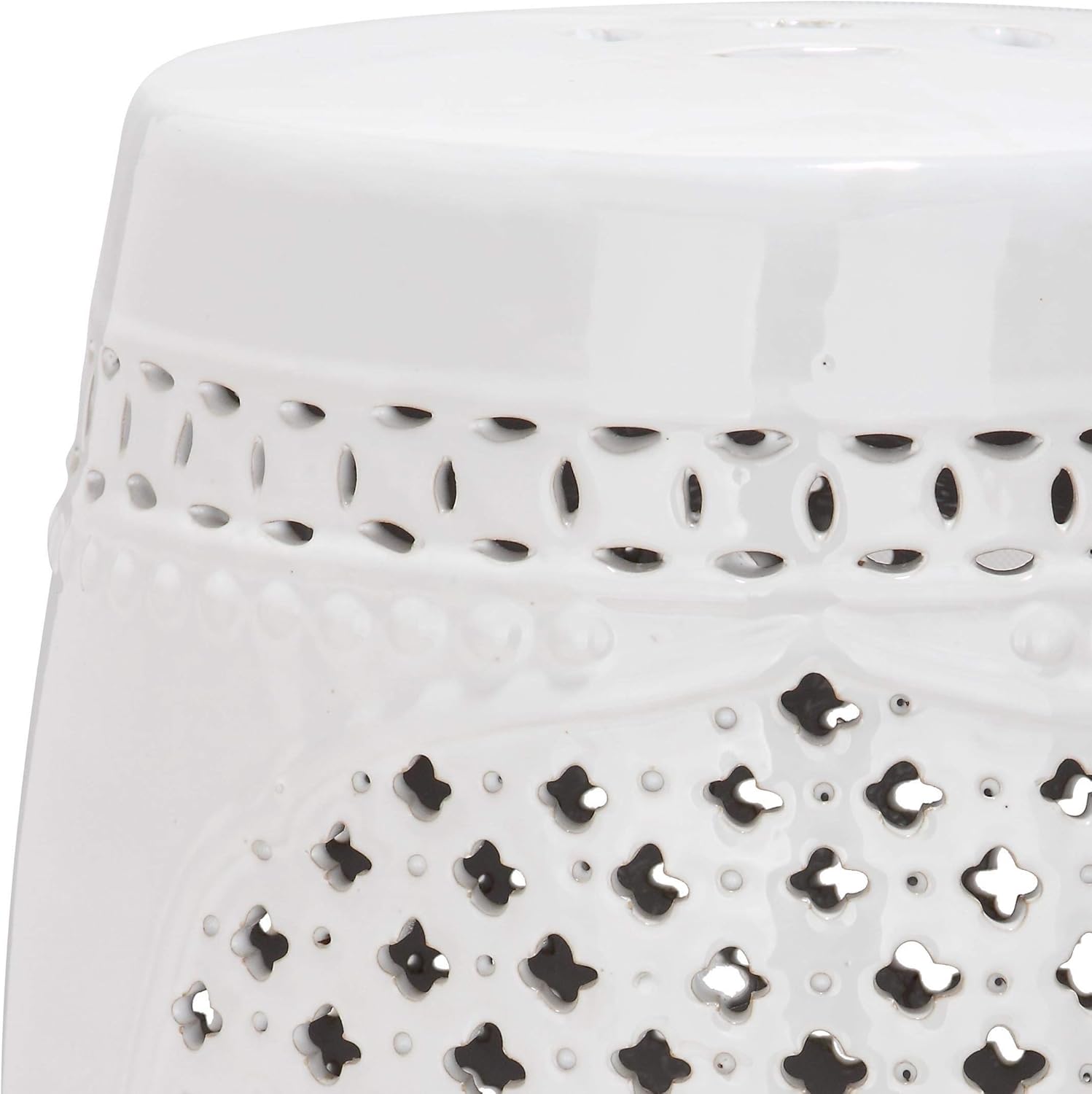 Paradise Gardens White Ceramic Garden Stool - 13.5" X 17.5" Handmade