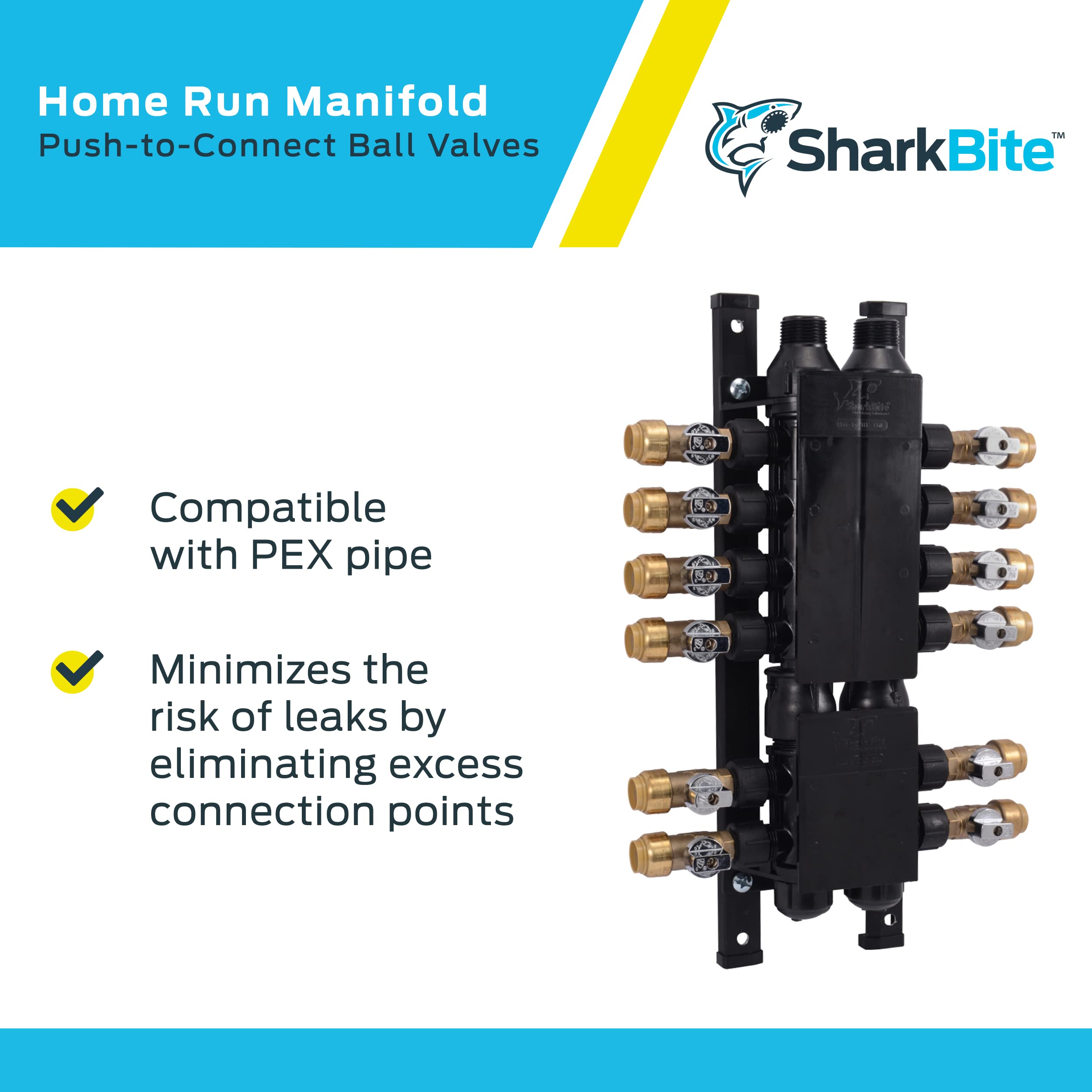 SharkBite PM012SB Colector de jonrones a presión para conectar, negro