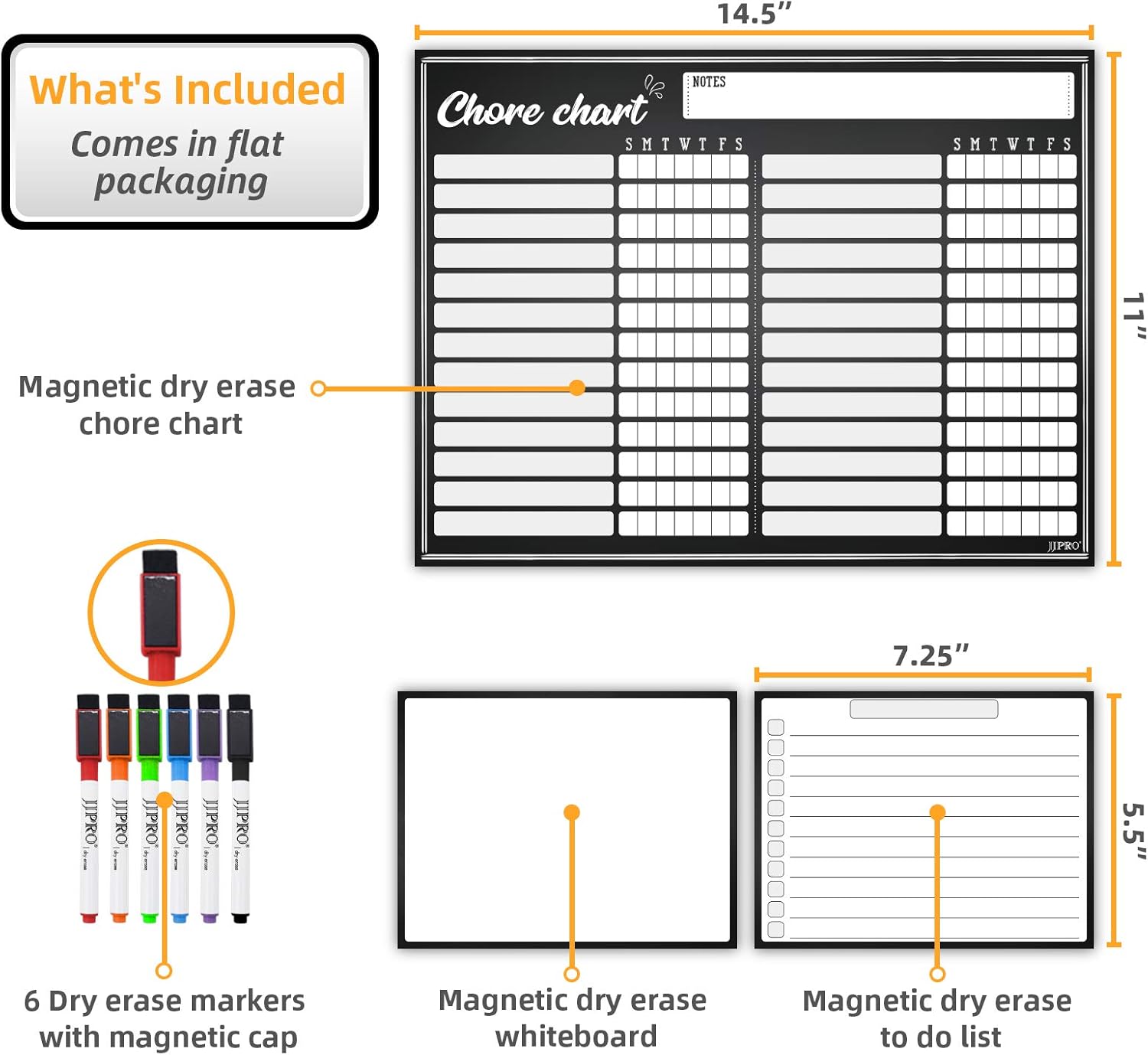 Magnetic Whiteboard Reward Chore Chart – Dry Erase Refrigerator Responsibility Incentive Chart w/Bonus - Grocery List and Notepad for Kitchen Refrigerator : Office Products