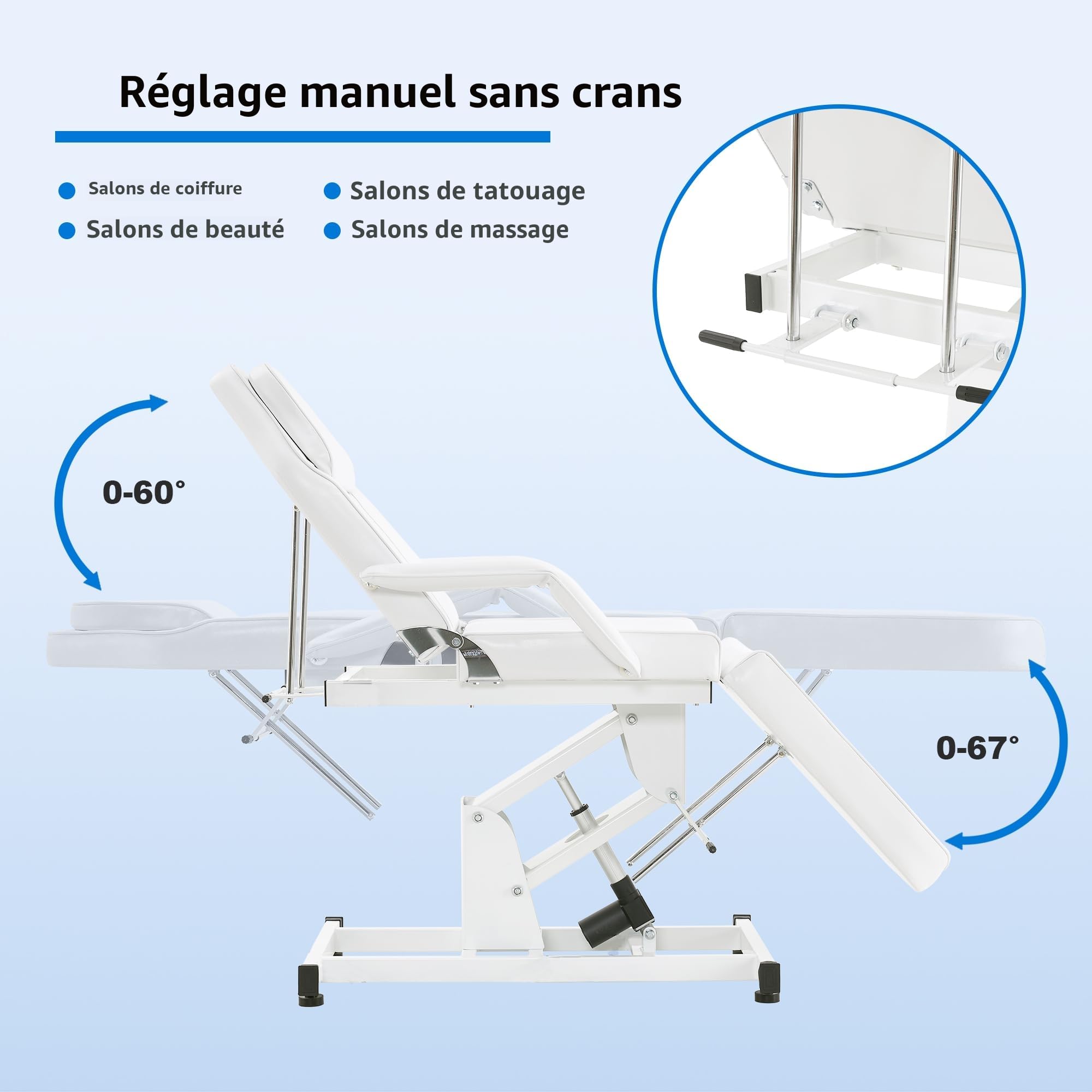 Barberpub Table de Tatouage électrique Table de Massage, Set de Tables d'esthétique, Table de thérapie équipement de beauté Pliable & réglable en Hauteur, 0100 (Blanc)