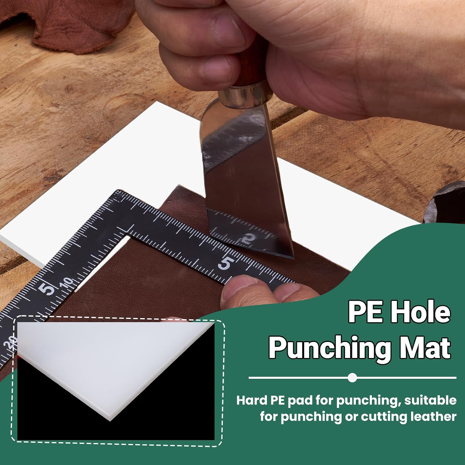 4 Pcs Leather Punch Pads, A4 Self Healing Cutting Mat, Sound Absorbing Pad and Leather Cutting Mat, Cutting Hole Punch Stamping Tool for Leathers Working DIY Crafts