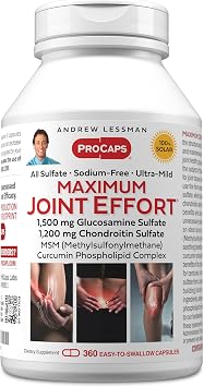 Andrew Lessman ProCaps Maximum Joint Effort 360 Capsules | Glucosamine Sulfate 1500 mg, Chondroitin Sulfate 1200 mg, MSM & Curcumin Phospholipid Complex.