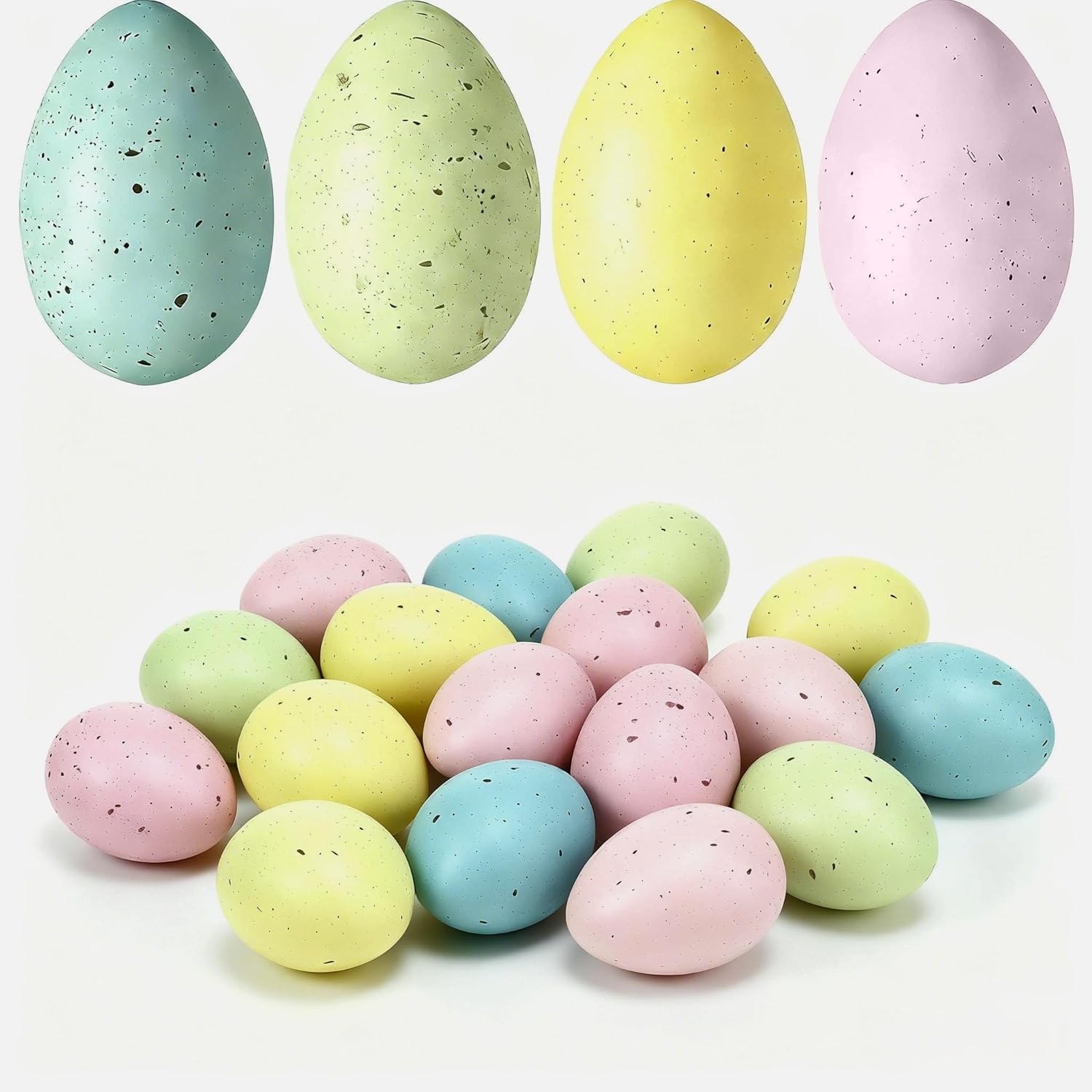 KOKABI Speckled Easter Eggs Decoration, 32 Pcs 2.4 in Pastel Easter Eggs for Vase Filler Bowl Basket, Fake Eggs for Easter Centerpieces for Tables Decor Rustic Spring Decorations for Home