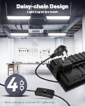 Linkable LED Shop Lights 2 Pack, 100W 15000LM Garage Light 6000K | Plug-in, Built-in Outlet, Aluminum Housing, 9.84 FT Power Cord, for Garage, Workshop