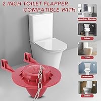 Vista 4 de Juego de 2 aletas de repuesto para inodoro de 2 pulgadas, de alto rendimiento, universal, con cadena y gancho de acero inoxidable, goma de larga