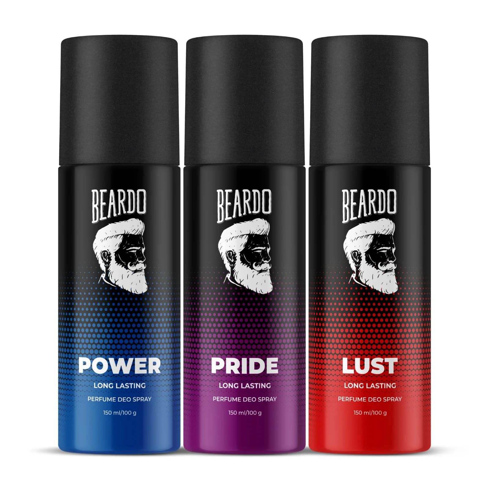BeardoPower, Lust & Pride Perfume Body Spray (Set of 3) Get compliments with Long lasting Fougere, Aromatic Deodorant Brand | Christmas gift for men | Gift For Friends | Gift for Men