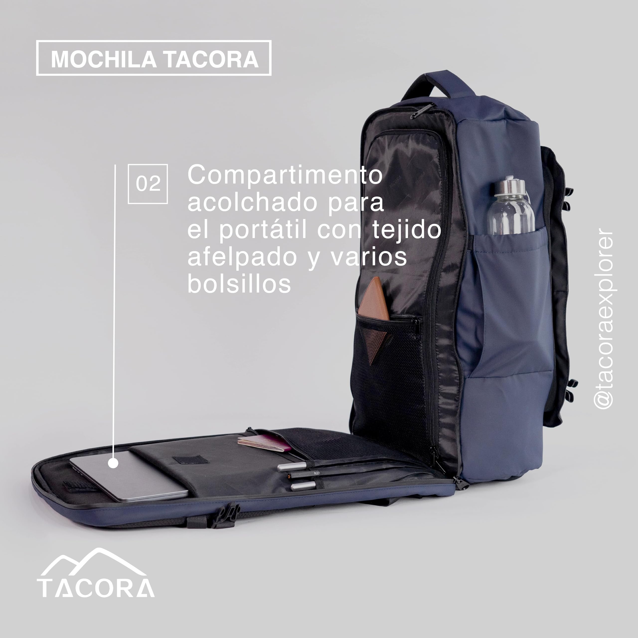 Mochila Cabina Avión 40L - 52x32.5x22 cm - Mochila Viaje Impermeable, Equipaje de Mano con Compartimento para Portátil, 100% Material Reciclado - Mochila de Cabina Ligera y Resistente