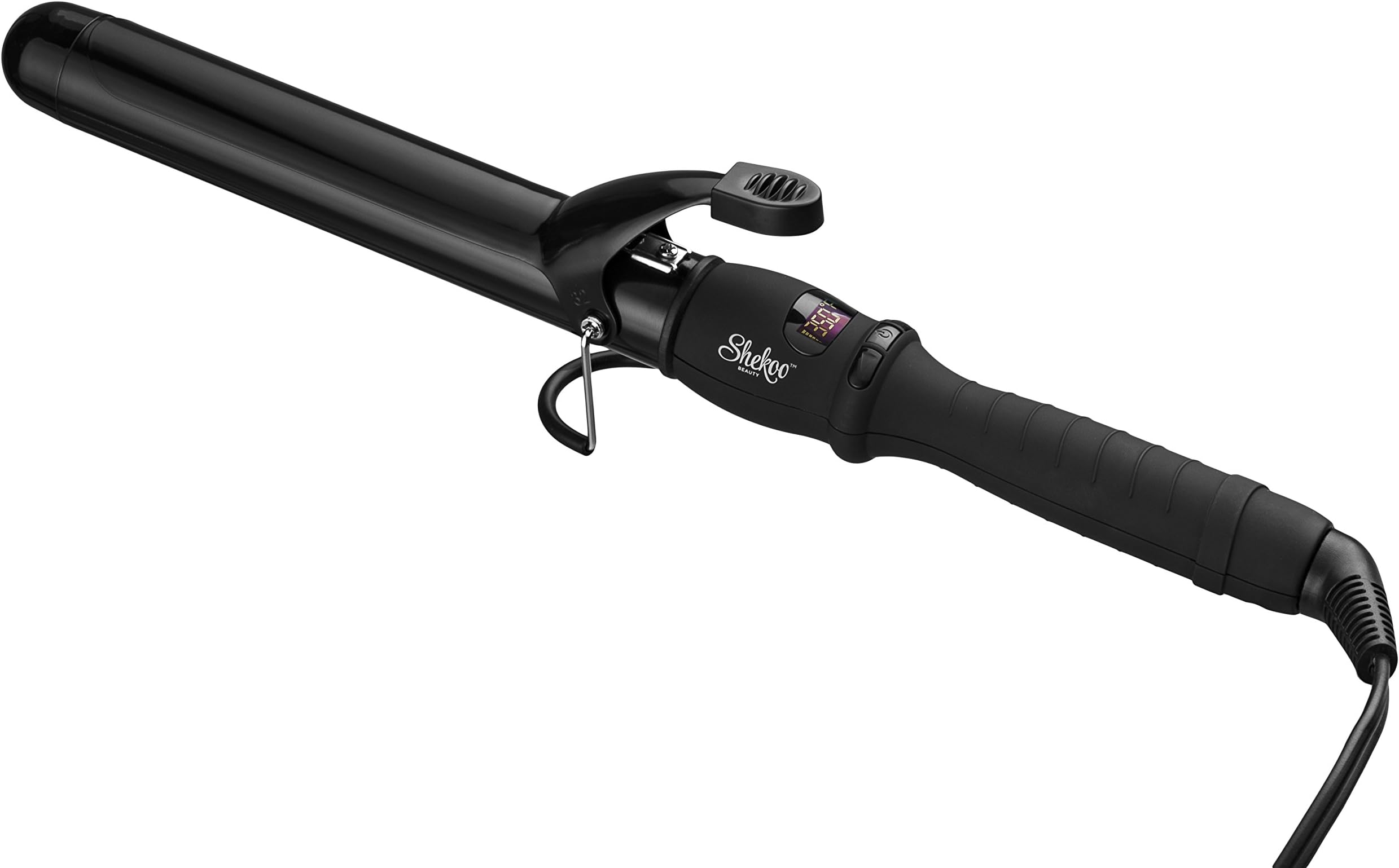 Shekoo Beauty Curling Iron, Salon Professional Ceramic Tourmaline Hair Curler, Digital Display, 1 1/4 Inch, with Heat Resistant Glove and Cool Tip
