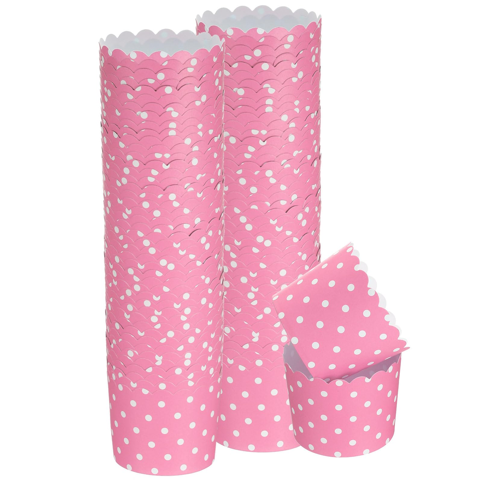 sourcing map 100Pcs Paper Baking Cups 6oz Greaseproof Disposable Bulk Cupcake Muffins Liners Cases Wrappers for Wedding Birthday Graduation, Dot Pink