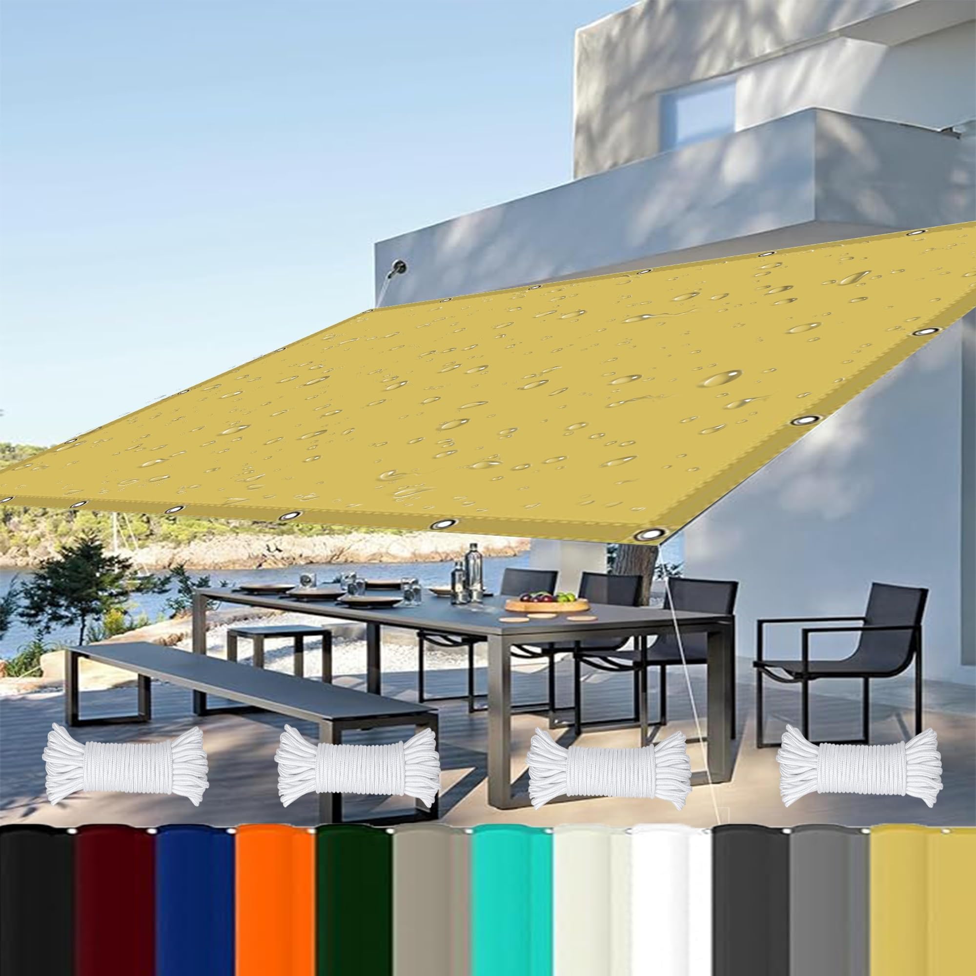 Auvent de jardin anti-UV 0.5x1m crème en polyester résistant
