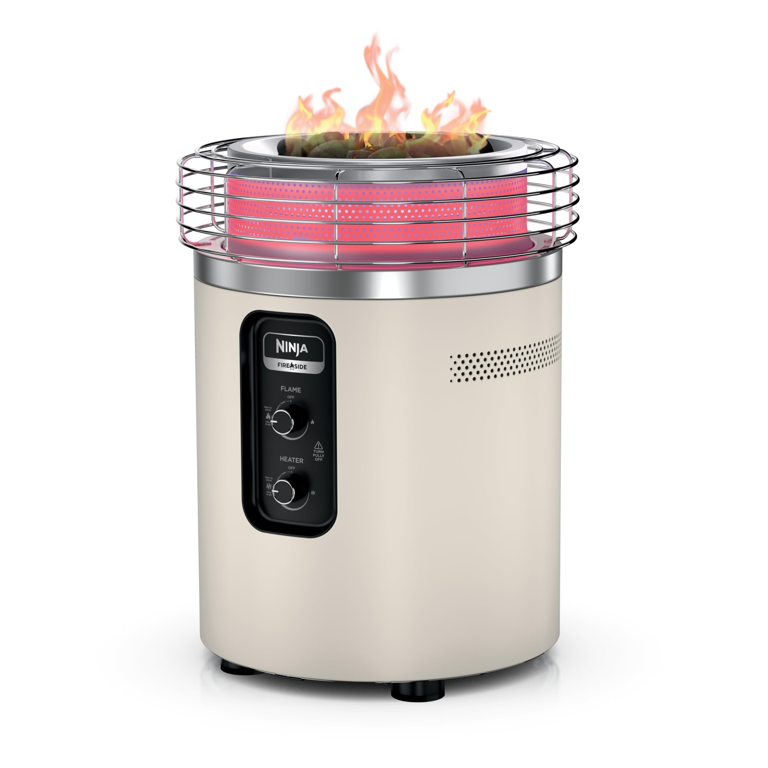 Ninja |Fireside360™ | Outdoor Heater & Fire Pit| 3 Modes: Flame, Heat, Flame & Heat| Portable for Patio, Deck, Camping, Beach | Easy Control Flames & Heat| Push to Start Ignition| Stone | OF101ST