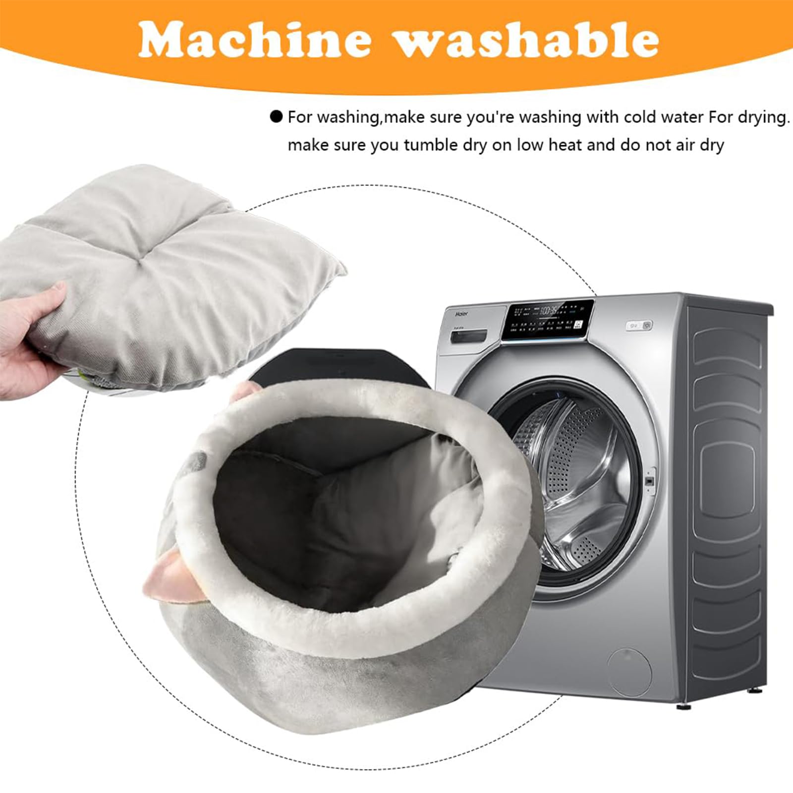 Lits pour chat pour l'intérieur, grotte en forme de chat avec jouet suspendu, maison lavable pour petits animaux de compagnie, canapé apaisant super doux, fournitures chaudes et douces pour
