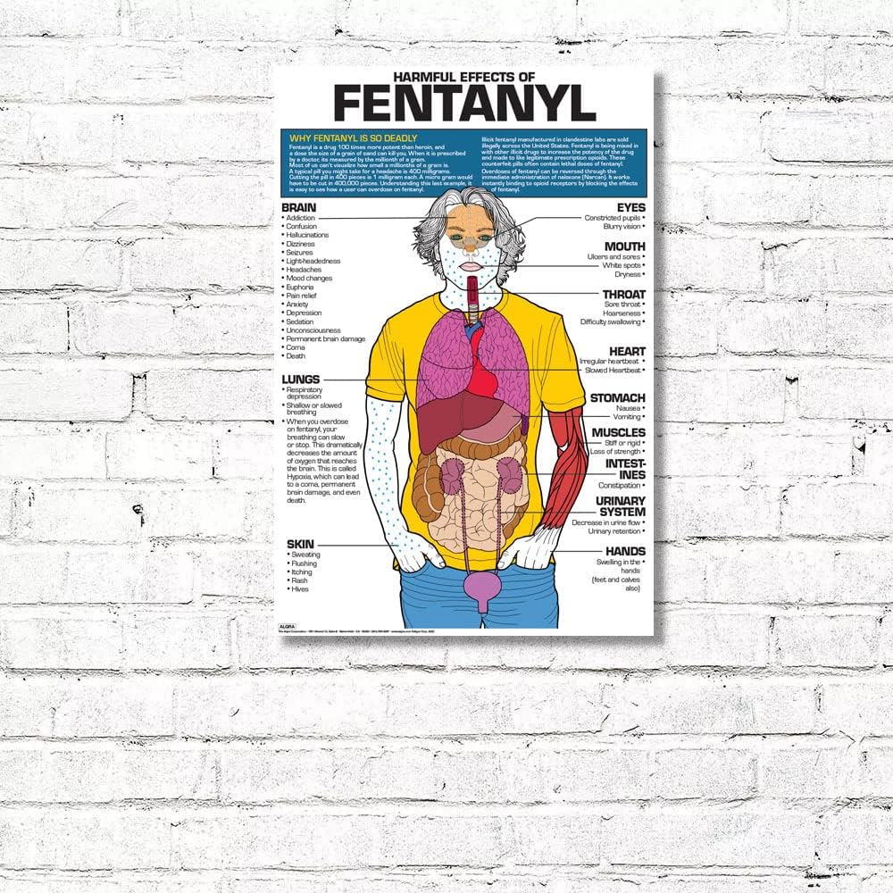 Fentanyl Effects Educational Poster (24" x 36") Laminated – Drug Awareness Chart for Schools, Clinics & Law Enforcement – Made in USA | ALGRA