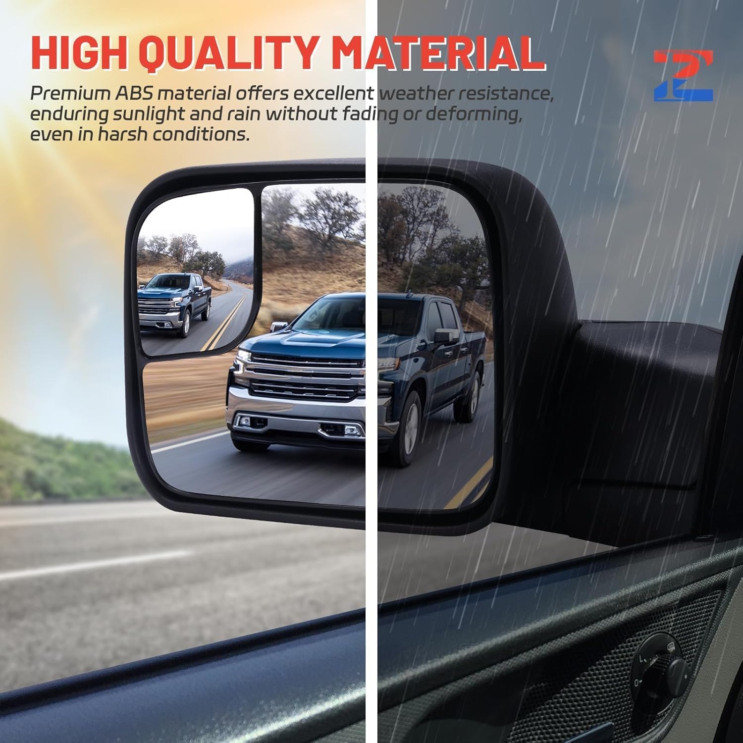 Towing Mirrors Driver Passenger Side for 1994-2001 Dodge Ram 1500, 1994-2002 Ram 2500 3500 Manual Adjustable, Manual Folding, Pair Set, Black