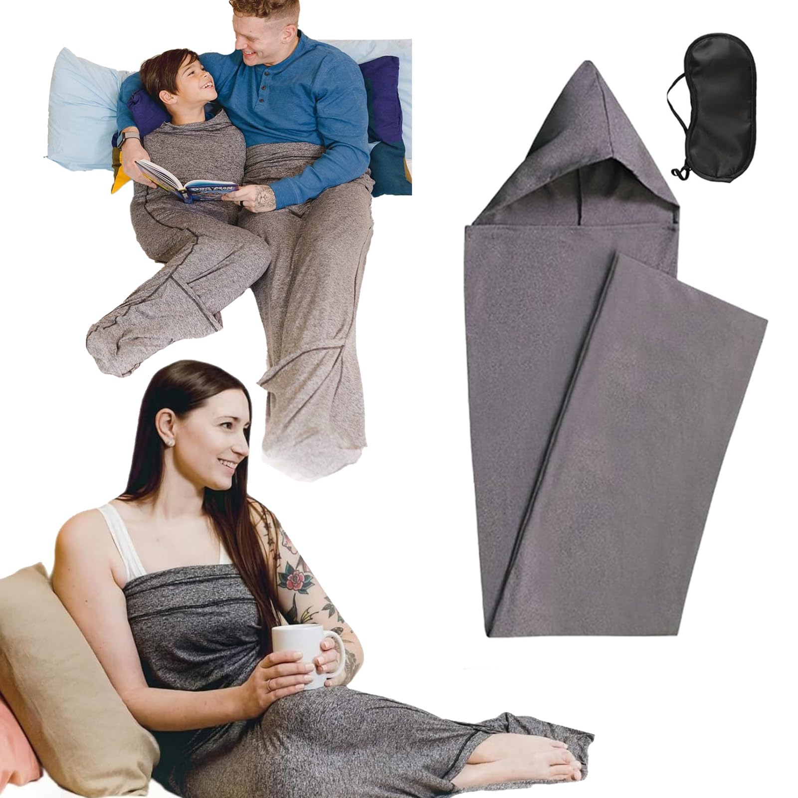 2026 New Wearable Sleep Bag Hug Blanket for Adults, Breathable Stretch Compression Sleep Sack, Ultra-Lightweight Lightweight Compression Sack, Cotton Hug Sleep Pod for Home & Travel (M)