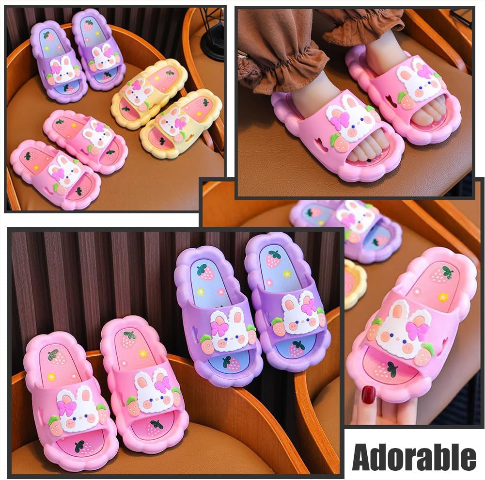 Bunny Kids slides, Girls Slides Non-slip Summer Beach Pool Shoes Toddler Cartoon Slide Sandals Indoor& Outdoor Garden Slippers Shower Shoes - Image 7