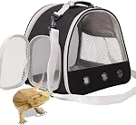 Guinea Pig Backpack Carrier, Space Capsule Clear Bubble Window Small Animal Travel Backpack for Hedgehog Rat Parrot Bird Bearded Dragon, Airline Approved (Black, Carrier)