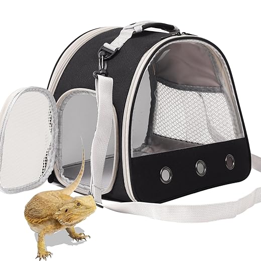 Bearded Dragon Travel Carrier,Lizards Carrier, Small Animal Travel Carrier for Sugar Glider Hedgehog Rat Parrot Bird Guinea Pig, Portable Guinea Pig Travel Bag for 2