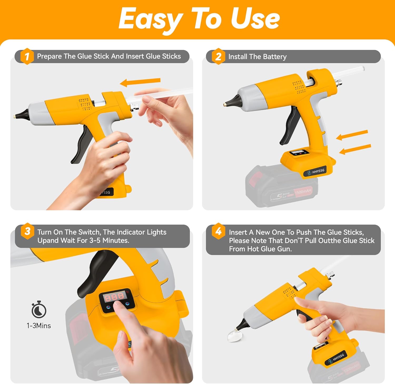 20V Cordless Hot Glue Gun with Temp Adjust & LCD Digital Display Fast Preheating Hot Glue Gun Full Size with 30Pcs Premium Sticks for DIY Crafts, Repair and Construction (Tool Only)