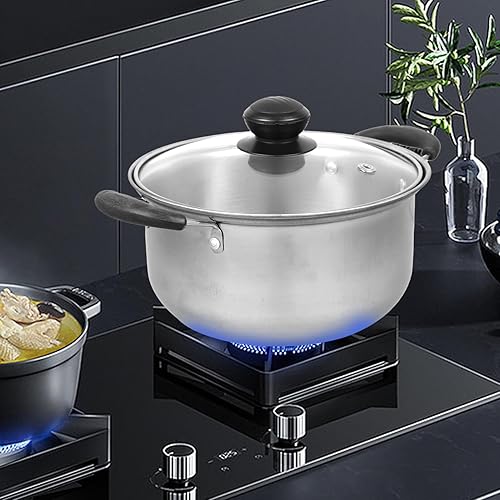 Miniatura 9 de BESTOYARD Olla pequeña de acero inoxidable para sopa, olla pequeña para pasta, sartén para leche con tapa de vidrio, olla de cocción por inducción