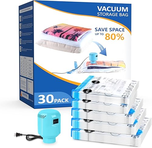 Miniatura 7 de ZPP Bolsas de almacenamiento al vacío con bomba eléctrica, paquete de 20 (4 jumbo, 4 grandes, 4 medianas, 4 pequeñas, 4 bolsas enrollables) bolsas