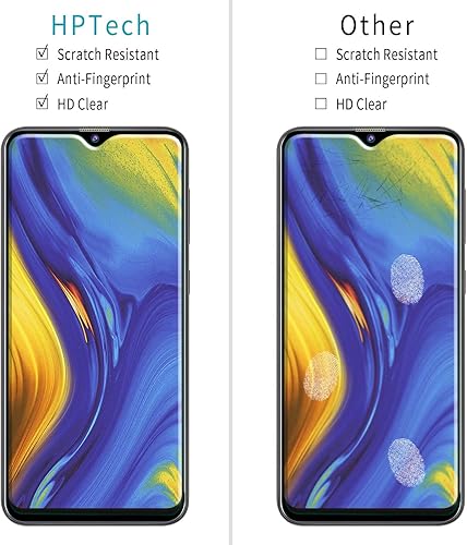 Miniatura 2 de HPTech Protector de pantalla para Samsung Galaxy A20, vidrio templado, fácil de instalar, sin burbujas, paquete de 2