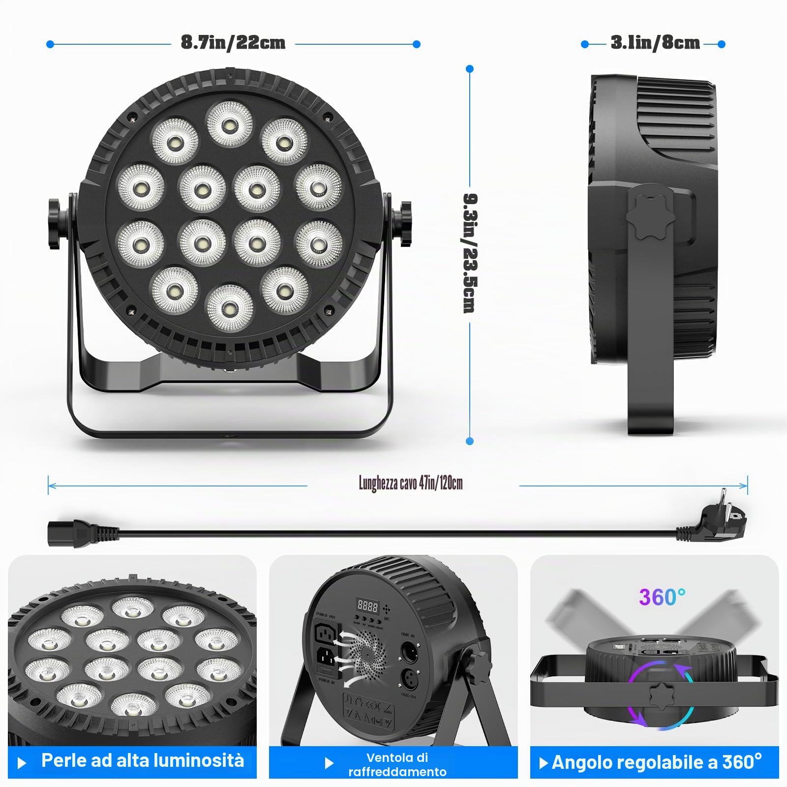 4PCS 14 * 6 W LED Luce Par, 4 in 1 RGBW Disco Party Stage Light con telecomando 4/8 CH Master-Slave Semovente Par Light Spotlight Adatto per Festival Club DJ Palco Nozze