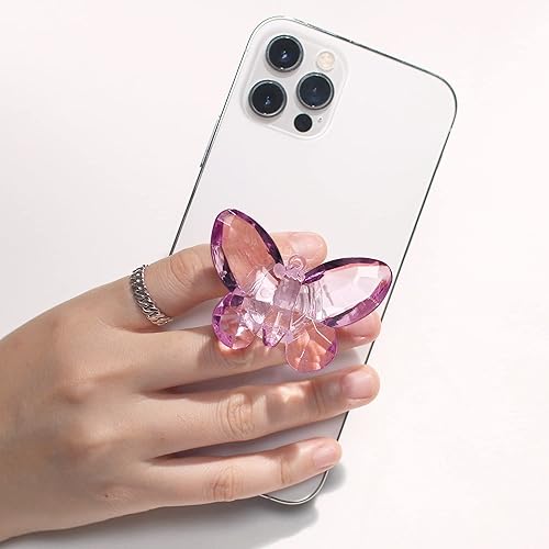 Miniatura 2 de COMMONKUNST Agarre de teléfono de resina 3D con diseño de mariposa multifuncional plegable expandible tablet móvil Pop Kicktand azul