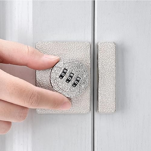Miniatura 3 de Cerradura plateada para gabinete, contraseña de 3 dígitos sin llave, cerradura mecánica anti-forzado con contraseña, protege la privacidad, para