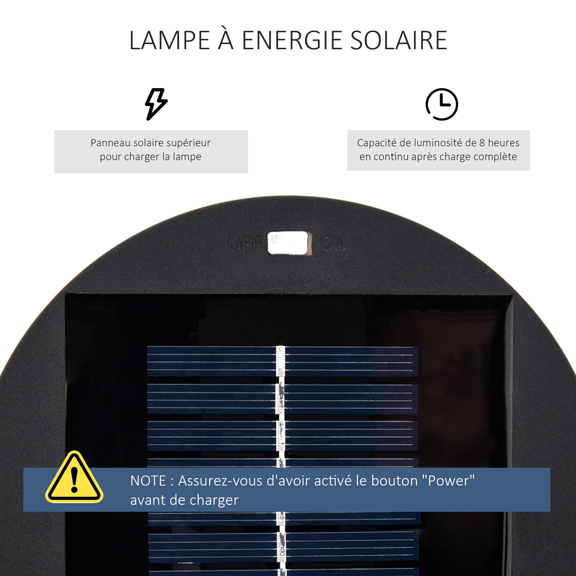 Outsunny Lampadaire LED Jardin Colonial Ø 21,5 x 61H cm Résine Tressée Noire