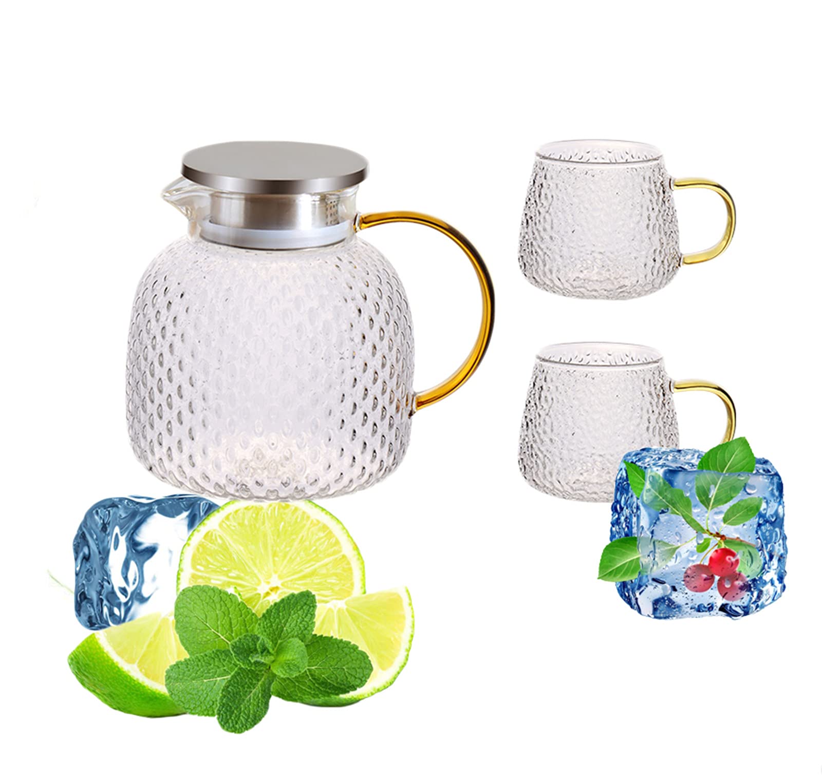 Amazon.co.jp: ピッチャー ガラス 冷水筒 麦茶 ポット 大容量