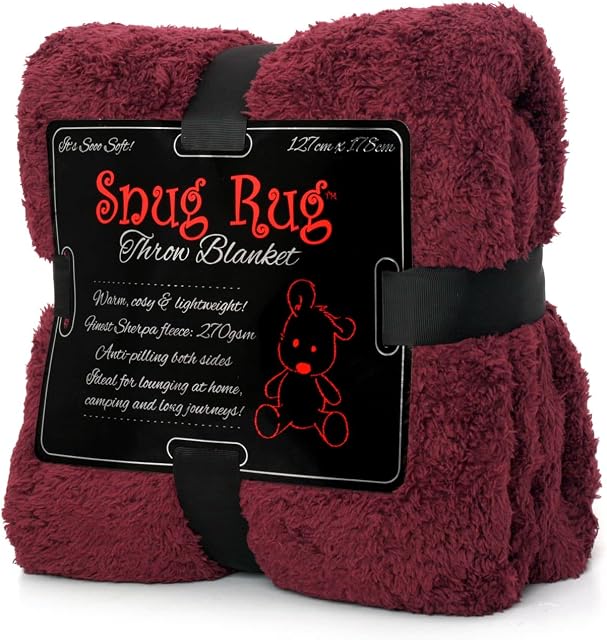 Snug Rug Special Edition Blankets Luxury Sherpa Fleece 127 x 178cm (50" x 70") Sofa Throw Blanket (Plum)