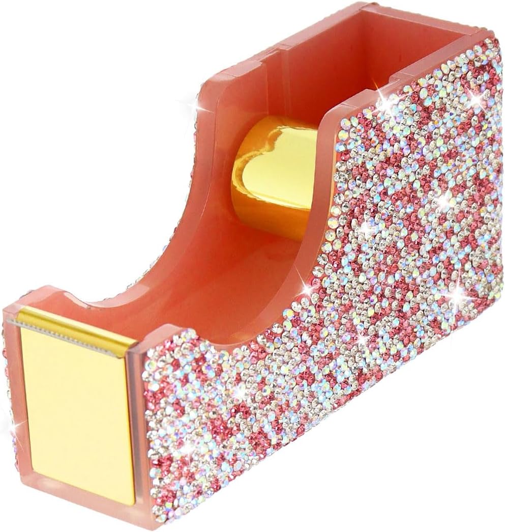 Buqoo 2 PCS Bling Crystal Handmade Diamond Sticky Note Holder and Tape Dispenser Office Supplies Dazzling Rhinestone Bling Desk Accessories for Women Office (Silver)