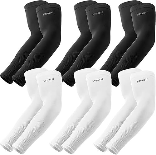Vista 20 de YQXCC 4 pares de mangas de brazo, mangas de compresión deportivas de protección solar UV para hombres y mujeres, mangas de brazo de baloncesto