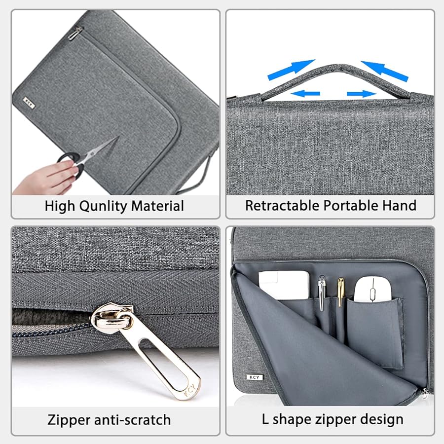 KCY Laptop Sleeve 11.6 Inch, Waterproof Slim Laptop Case Bag with Handle Compatible with Surface Pro 7/8/9/11/12, MacBook Air 11/12, 11-12 Inch Chromebook, Grey - image 5